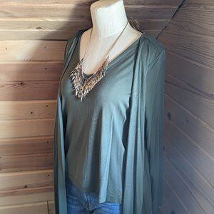 Anthropologie Akemi + Kin Olive Layered Duster
